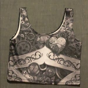 L Poprageous grey steampunk crop top